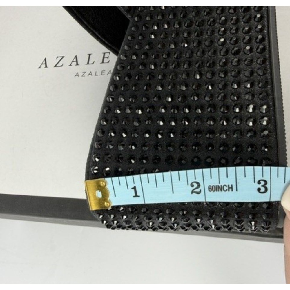 Azalea Wang Arachna Black Rhinestone Platform Wedge Slide Sandals Womens 8.5 - Picture 13 of 16
